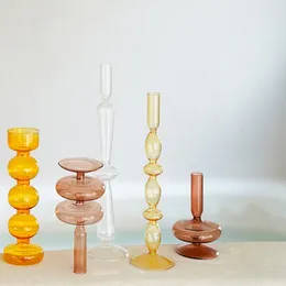 Candle Holders Candelabra Candlestick Uchwyt Elegancki szklany stół Top Dekoracja wystrój domu