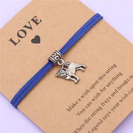 Link Bracelets Fashion Silver Color Dog Charm Make A Wish Love Card Adjustable For Women Men Jewelry Christmas Gifts