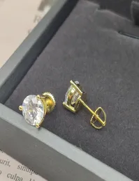 Stud Hiphop Real 1,2-2CtColor okrągły diamentowe kolczyki moissanitowe ze śrubokrotą 100% 925 Srebrne kobiety prezentstUd3884594