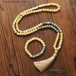Подвесные ожерелья 108 Mara Bead Ожерелье, используемое для медитации йога молитвенные украшения Japamala, подходящие как для мужчин, так и для женщин натуральный камень 8 мм Q240426