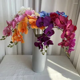 Dekorative Blumen künstlicher Samt Phalaenopsis Hochzeitsbohrung Blume Arrangement Accessoires Home Wohnzimmer Tisch gefälschte Dekoration