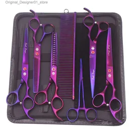 Ножницы для волос Purple Dragon Pet Scissor 7-дюймовая нержавеющая сталь собака-ножницы для красоты, набор прямой ножницы тонкая ножница, ножница Z3003 Q240426