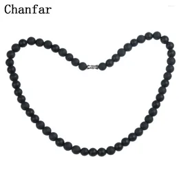 Choker Chanfar Bian Stone Bianshi Black Necklace Carve 45CM 8mm For Women Men Jewelry