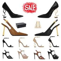 مع Box 2024 نساء High Heels Dress Shoes Designer Office Cheels Sexy Style Soede Leather Black White Gold Lady Luxury Sandals Rubber 35-41