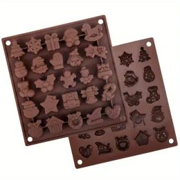 Moldes 1 peça Christmas Silicone Mold Candy Chocolate Cake Baking Mold para Gingerbread Candy Biscoit Cake Ice DIY Produção