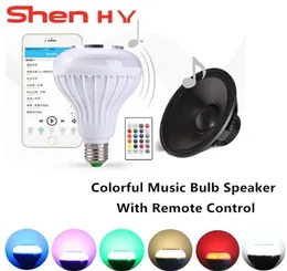 Ny trådlös musik Bluetooth -högtalare 12W glödlampa LED -lampa 110V 220V Smart Music Player Bluetooth Light -högtalare med fjärrkontroll4530046