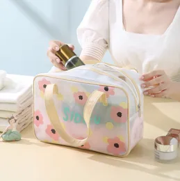 Bolsa de cosméticos translúcidos bolsa de higiene pessoal à prova d'água de grande capacidade para uso portátil de banheira para roupas de banho