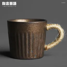 Kaffekrukor japansk ugn stekt svart guld rakt handtag kopp handgjorda vintage keramik hemmakontor te mjölk vin