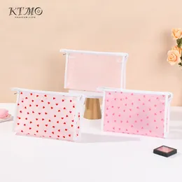 Ins Mesh Cosmetic Bag Flocked Love Storage Bag Simple Capacity Toalett Väska Portable Eva Cosmetics Storage