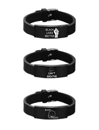 Fashion Black Lives Matter verstellbar I CAN039T Breathe Silicon Handgelenkband Armband Manschette Armband Gummi -Armband Unisex Jewe4851166