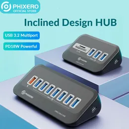 Phixero USB Splitter 3.2 Stacja Dokingów Docking Hub Type C Adapter Multi Ports Kilka gniazda OTG 3.0 z czytnikiem kart SD 240418