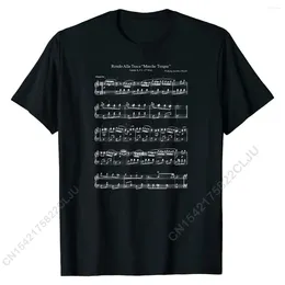 Ternos masculinos A1189 Mozart Music Notes Score - Rondo Alla Turca Camiseta engraçada Tshirts de algodão para estudantes camiseta personalizada Cosie de tamanho grande