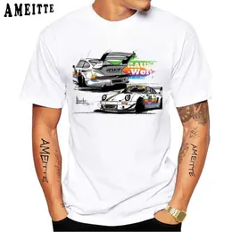 Men's T-Shirts New Summer Men Short Slve Retro Turbo RWB 993 T-Shirt Hip Hop Casual Tops Vintage Harajuku Sport Car Fashion White Ts T240425