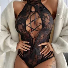 Kadınların Sweetwear Seksi Kadın Çamaşırı Erotik Teddies V Yastık Bodysuit Sexi Nuisette Çiçek Dantelli İç Giyim Açık Sütü Plus Porno Gel Babydoll Y240426