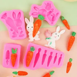 Formar Easter Bunny Carrot Silicone Mold Chocolate Cupcake Baking Fondant Cakes Decorating Tool Themed Party Rabbit Cute Decor Supplies