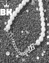 웹 유명 인사 동일한 Dunzi Choker Chess Misbhv Minority Pearl Chain 연결 초커 기질 Bundy Short Necklace C15420294