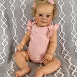 Bebekler NPK 60cm/50cm Reborn Toddler Popüler Maddie Sevimli Kız Bebek Köklü Sarı Saç Yumuşak Sarılma Vücudu Yüksek Kalite El Yapımı Bebek
