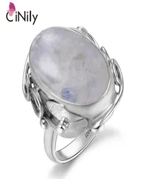 CiNily Natural Moonstone Rings For Men Women039s Silver Jewelry Ring With Big Stones Oval Gems Gifts Size 6123398382