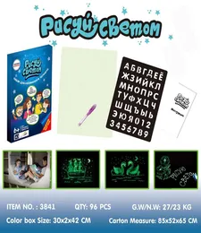 1pc A5 Светодиодная световая чертежная доска граффити рисунок рисунок таблетка магическая ничья с легкой веселой флуоресцентной ручкой Образовательная игрушка1469675