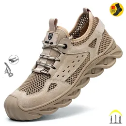 Breathable Summer Safety Work Shoes For Men Insulation 6KV Plastic Toe Antismash Nonslip Indestructible Boots Male Footwear 240419