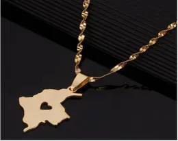Mappa della mappa della colombia in acciaio inossidabile Mappa gioiello della collana di gioielli colombiani4616882