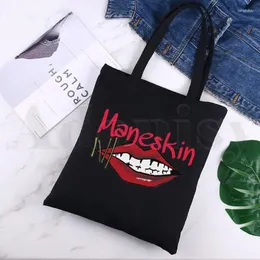 SAGGI SHOPINGS MANESKIN CANVAS TOTE BLACO HARAJUKU Casual femmina GIRL STREET GRAFFITI ECO SHOPPER SCHE