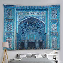 Islamisk tapestry marockansk arkitektur Tapestry vägg hängande islamisk vintage lyxig geometrisk mönster orientalisk dekoration 240415