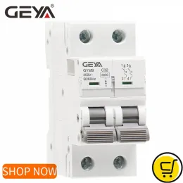 Geya Gym9 2P MCB 6A63A 400V C CARK DIN RAIL MINIサーキットブレーカー230V 6A63A ACタイプ中国MCBファクトリー