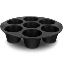 Moulds 7 Inch 7 Cups Airfryer Silicone Muffin Pan Cupcake Mold for 3.5 to 5.8 L Air Fryer Accessories Non Stick Mini Cake Mould