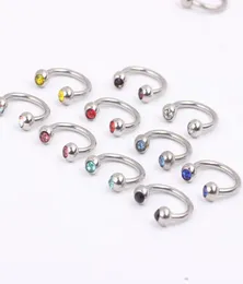 Nasenschmuck N05 100pcslot Mix 8 Farben 16g Ballkreis kreisförmige Hufeide Augenbrauen Nasenringe Körper Piercing Schmuck Whole420556