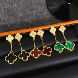 four leaf clover Earrings New long flower earrings light luxury zircon tassel elegant design versatile and fashionable ear accessories