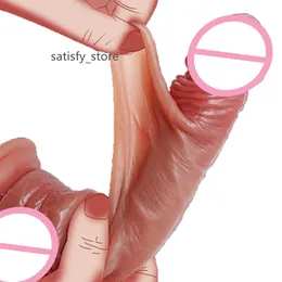 Testículos de silicone líquido de duas camadas líquidos embutidos em aço de aço sexy big cock man realista deslizando design design enorme vibrador