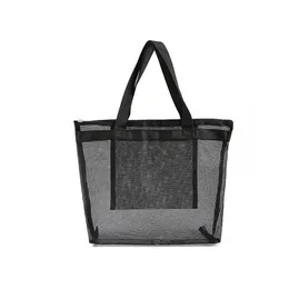 Mesh Beach Bag Fitness Swimming Wash Bag Travel Portable Bath Bag Stor kapacitet Portable Kläder förvaringsväska