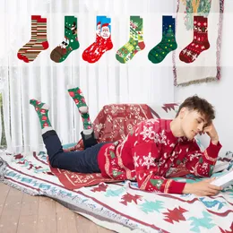 Meias de Natal Men, árvore de Natal engraçada Floco de neve Papai Noel Elk Algodão de neve de neve feliz ano novo Socks CH2024