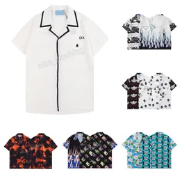 2024 Tasarımcı Gömlek Erkek Düğmesi Gömlekler Baskı Bowling Shirt Hawaii Çiçek Günlük Gömlek Erkekler İnce Fit Kısa Kol Giysileri Hawai Belkis Top M-3XL