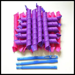 Hårrullar snigelform inte vågform 52 cm 18 st 3 pinnar spiral runda lockar curler mjuk bendy diy