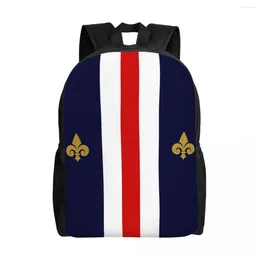 Backpack Fleur De Lis France French Flag Fleur-De-Lys Lily Flower School College Travel Bags Bookbag Fits 15 Inch Laptop