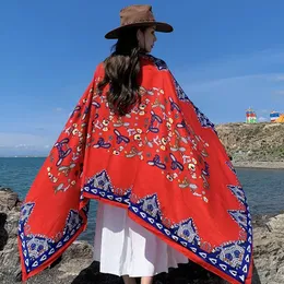 Est Sonnenschutzmittel ethnischer Druckschal für Frauen Lange Wraps Schals übergroß