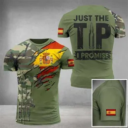 Taktische T-Shirts Spanische Flagge Sommer Herren T-Shirt Camouflage 3D Gedrucktes T-Shirt O-Neck übergroß