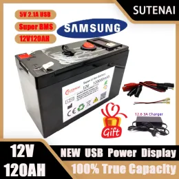 أحذية جديدة 12V 120000MAH محمولة وقابلة لإعادة الشحن 18650 بطارية بنيت 5V 2.1A منفذ شحن الطاقة USB مع + 12.6V شاحن