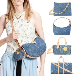 LUXURYS WOMAN SUNSET HILL POCHETTE CROISHANT DENIMバッグデザイナーハンドバッグ財布キャリーオールメンズバッグダッフルクラッチ