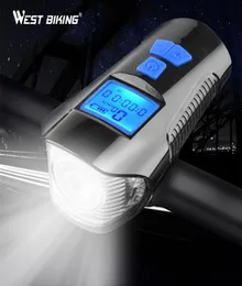 Luz de bicicleta à prova d'água Luz de bicicleta USB de bicicleta recarregável lanterna luz dianteira com ciclovia LCD Speedômetro LCD Ciclismo CHING Y9720958