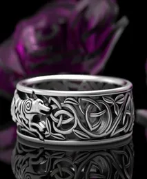 Anéis de cluster yo norueguês nórdico viking lobo lobisomem Men039s anel punk jóias5773767