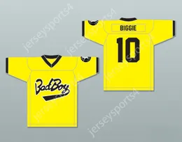 Custom Qualquer nome Número Mens Youth/Kids Biggie Smalls 10 Bad Boy Yellow Football Jersey Inclui Patch Top Stitched S-6xl