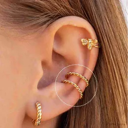 Charm 1 st unik falsk piercing metall öronklipp kristall zirkon c form brosk öron manschett för kvinnor mode smycken julklapp
