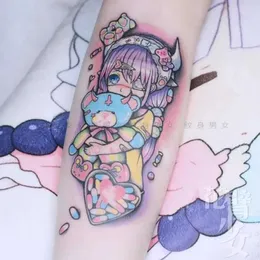 Dövme Transfer Karikatür Hizmetçisi Kadınlar İçin Geçici Dövmeler Sevimli Kol Su Geçirmez Dövme Stickers Art Serging Japon Anime Sahte Dövme Sticker 240427