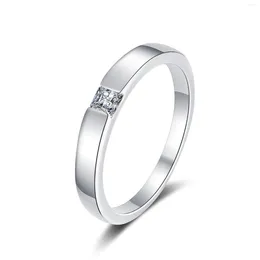 حلقات الكتلة Htotoh 0.3 Ct D Princess 18K الذهب الأبيض مطلي 925 Silver Moissanite Ring Grilfriend Gift Love Token Girl Gif