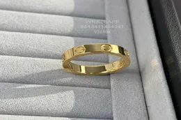 Anelli di banda 18K 36mm Love Ring V Material Gold non sbiadirà mai anello stretto senza diamanti Riproduzioni ufficiali di marca Wi7444608