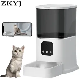 Alimentação 6L 3L Câmera de vídeo Pet Feeder Timing Smart Wi -Fi alimentador para cães gatos gatos automáticos tigela de dispensador de comida inteligente com gravador de voz