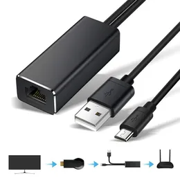 2024 Ethernet Ağ Kartı Adaptörü Mikro USB GOOGLEMECRO USB için Chromecast için RJ45 adaptörü için Ateş TV çubuğu için RJ45 10/100Mbps'ye Güç